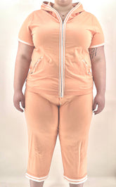 Womens Size 14 / 16 Peach Sweatsuit by Dress Barn Woman Hoodie & Capris - RealThreads